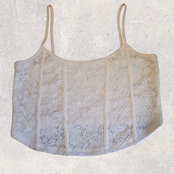 Ardene Tops - 🛍️ ARDENE - White Lace Floral Crop Top BNWOT